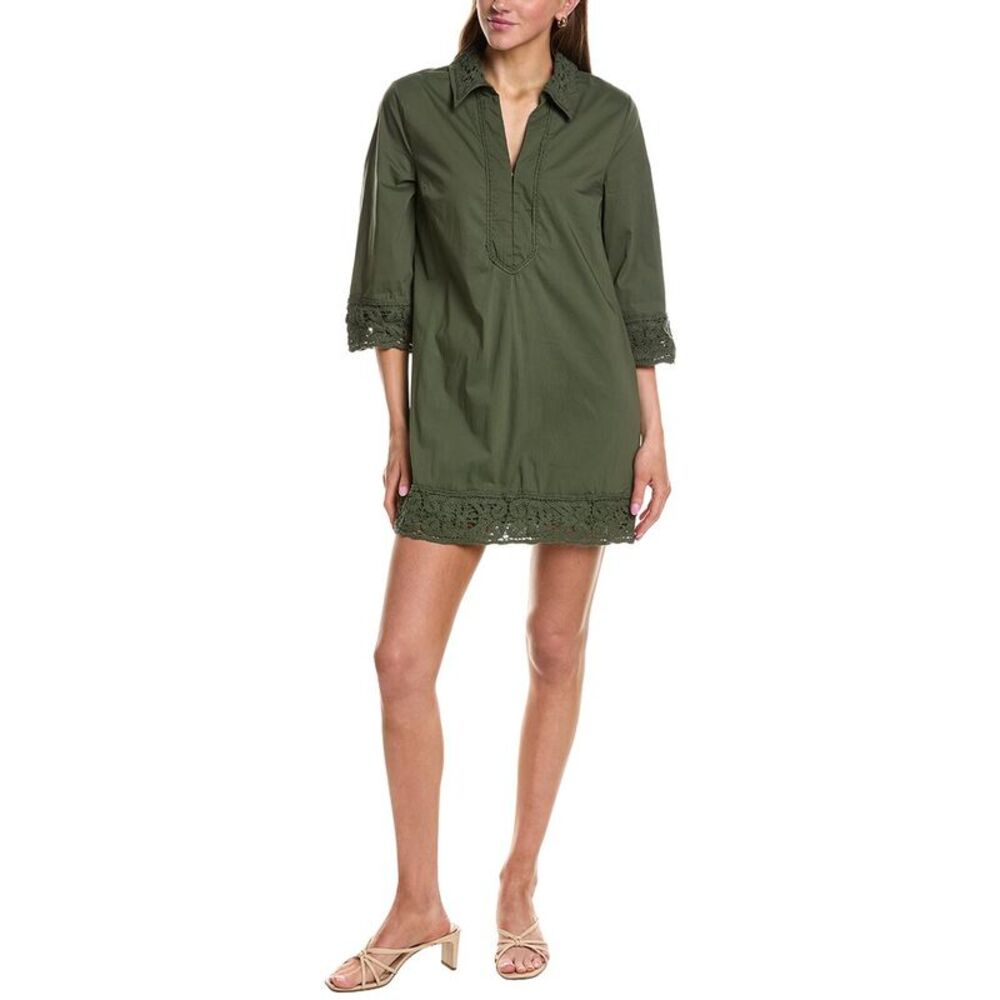 English Factory Womens  Crochet Accent Mini Dress, Green